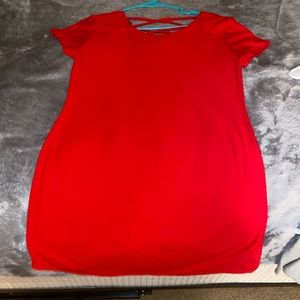 Xl mini red dress cross cutout in top back new